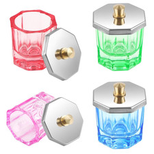 4 Colors Dappen Dish with Lid, Glass Acrylic Powder Holder Cups for Nail Art Man