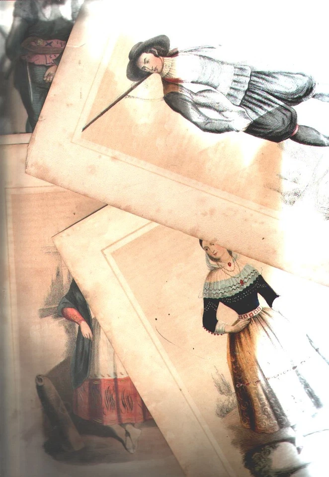 7 kolorierte lithographierte getönte Tafelen mit Ansicht von spanischen Volkst - Bild 1 von 1