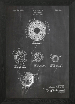Golfball Patent Zeichnung - 1939 gerahmtes Wandbild Poster Leinwanddruck Bild