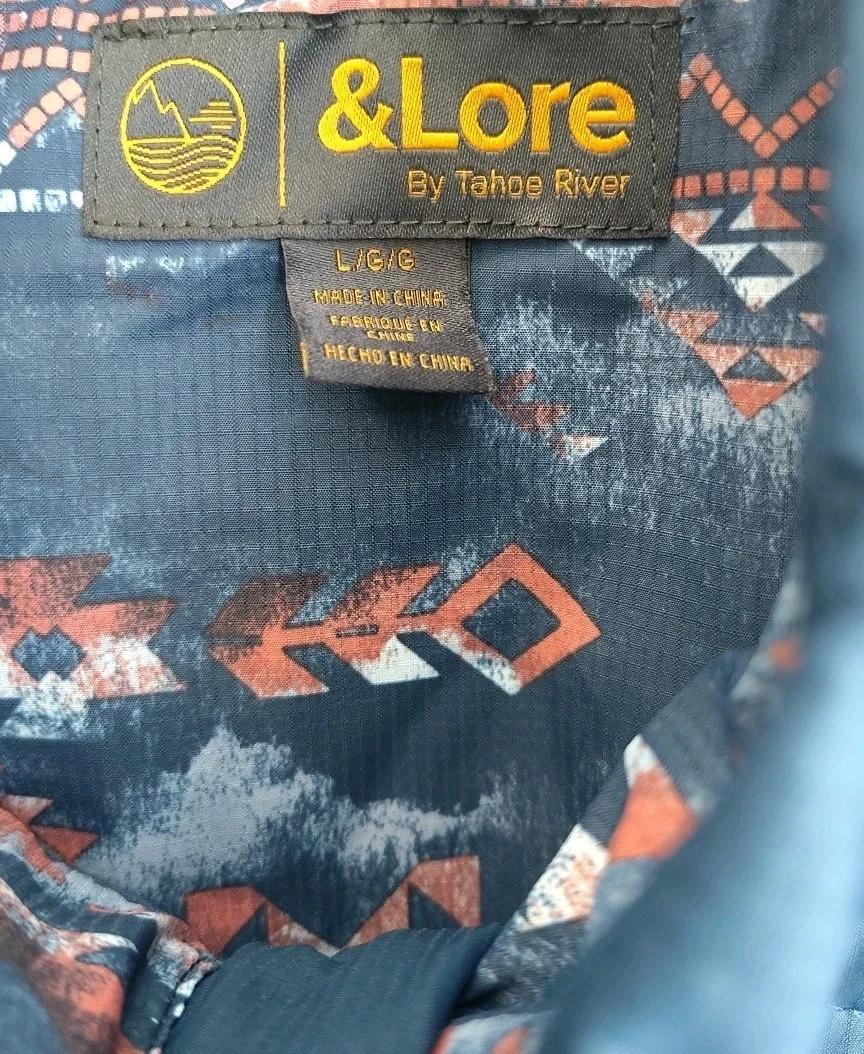 &Lore By Tahoe River Men's Large Quilted Vest  Full Zip Blue Sleeveless Jacket  image 10