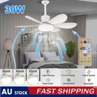 Large Ceiling Fan E27 Socket Fan with Dimmable LED Light Remote Controller 30W
