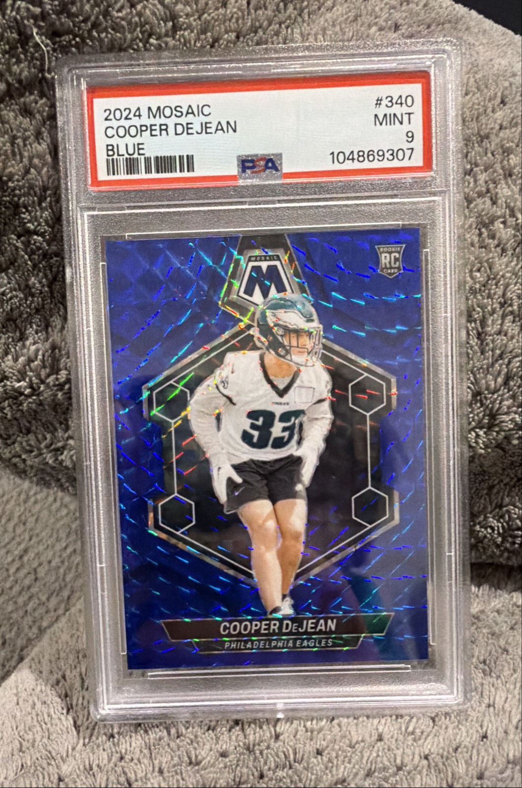2024 Panini Mosaic - Rookie Autographs Mosaic Cooper DeJean #340 Blue Prizm /99