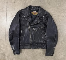 Vintage Harley Davidson Black Leather Biker Jacket 1980s Size Large Made In USA