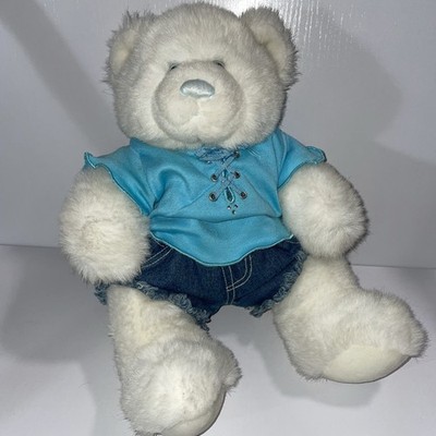 F29 Build A Bear Polar Bear Blue Nose White Feet Plush clothes Shirt Shorts Soft