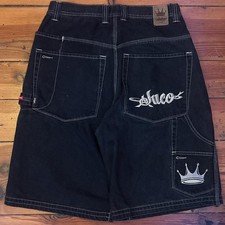 Vintage Y2k JNCO Jorts Jean Shorts Faded Black Denim Vintage 90s
