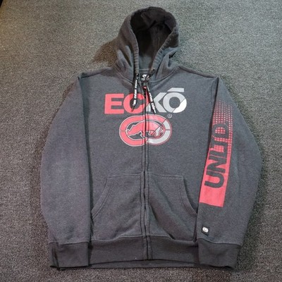 Ecko Unltd Mens Medium Gray Hoodie Full Zip Y2k Vintage Grunge Skater 2000s