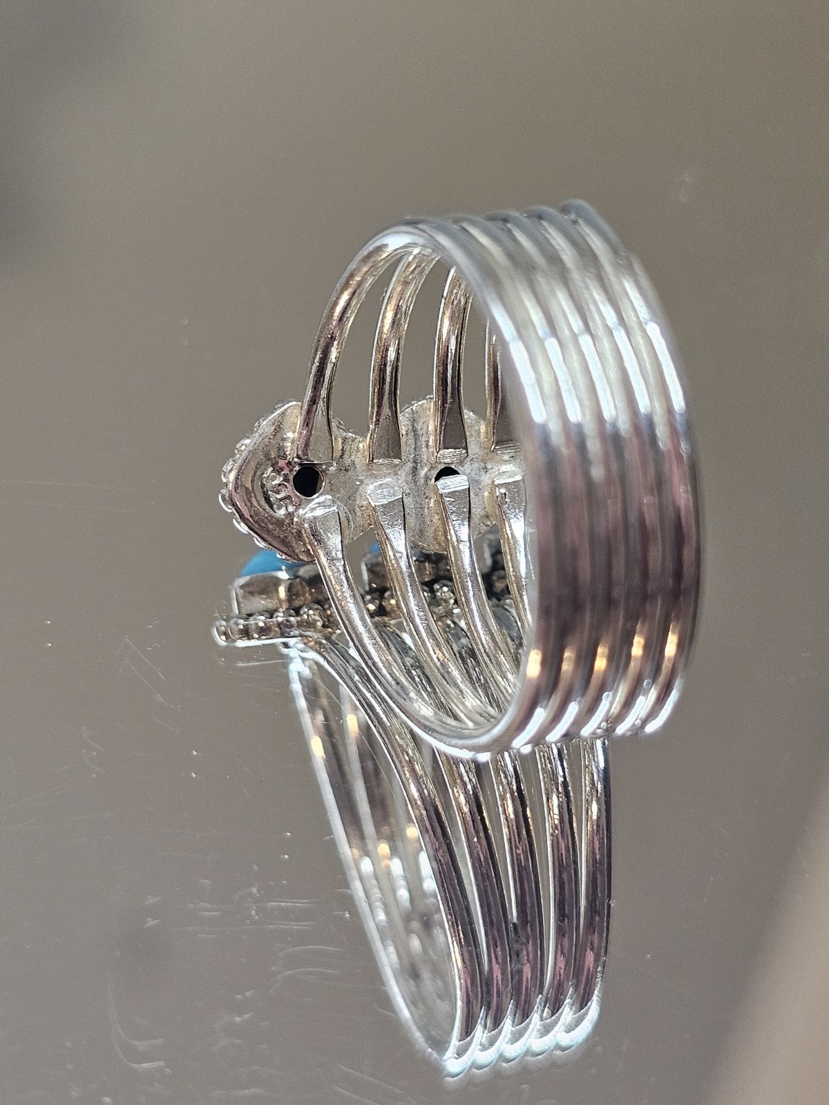 Turquoise Southwestern Single Stack Ring Sterling… - image 5