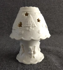 Bisque Tea Light Candle Holder Christmas Tree Angels Wreaths Luminary NIB NEW