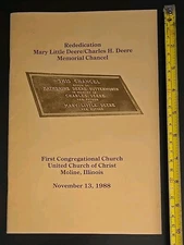 Deere Memorial Chancel 1988 Rededication Booklet Moline IL First Cong Church