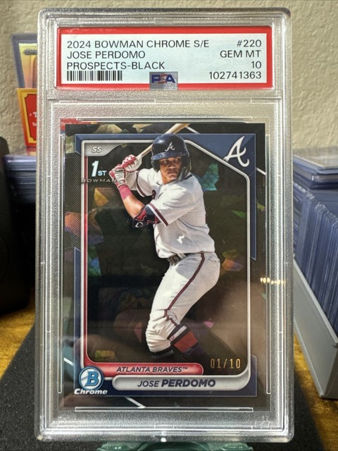 2024 Bowman Chrome Sapphire Black 1st  Jose Perdomo 1/10    BRAVES  PSA  10
