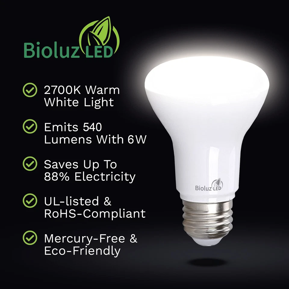2-Pack R20 LED Light Bulbs, 6W = 50W Replacement, 2700K Bright Warm White LED... - Image 2 of 4