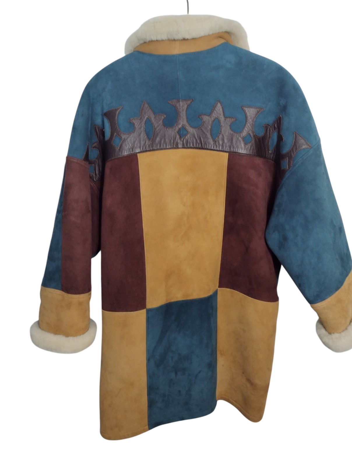 Rosa Mori Suede Shearling Patchwork Coat Boho Wes… - image 5