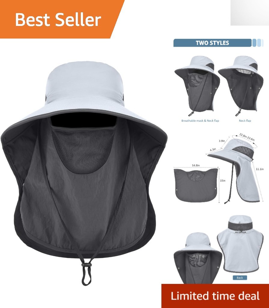 Comfortable Wide Brim Hat for Sports – UPF 50+ Protection & Windproof Neck Flap