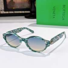 BVLGARI BV9045B Teal Marble Oval Sunglasses Blue Gradient Lens 53-20-148