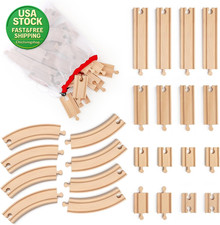 Wooden Train Track Set 24 Pcs Expansion Pack Compatible with Major Brands