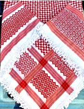 Jordanian Shemagh Keffiyeh Red White Traditional Arab Head Scarf