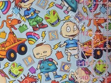 Custom 100 Cotton Woven Fabric Toddler Rugrats Cartoon by the 1/4 Yard 9x56