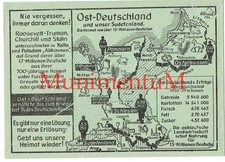 OSTGEBIETE Ostdeutschland Sudetenland Kuvert Gedenken