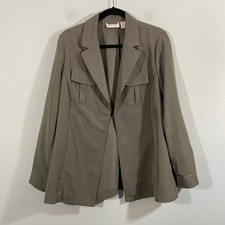 Chico's Women Green Open Front Modal Utility Lightweight Blazer Size 1