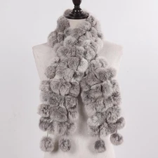 Women Winter Warm Real Rabbit Fur Scarf Hot Sale Genuine Rabbit Fur Muffler 2025