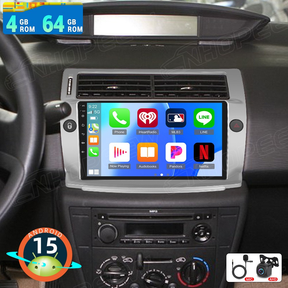 4+64GB Carplay Android 15 Autoradio GPS Navigatore per Citroen C4 2004-2009/C-QUATRE