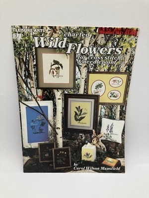 Leisure Arts Vintage Wild Flowers Pattern 1980 Booklet Cross-Sitch Needlepoint
