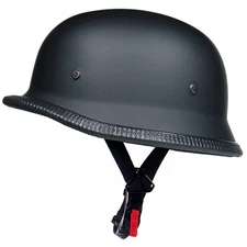 German Pilot Style Motorcycle Half Helmet Open Face MEDIUM ABS shell Matte Black