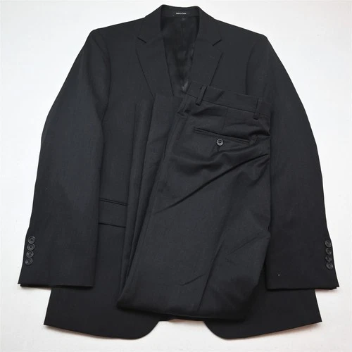 Pronto Uomo 38L 32x32 Charcoal Gray 100% Wool Mens Jacket Pants Suit