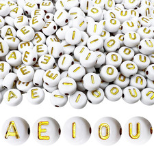 1000Pcs Vowel Pony Letter Beads for Keychains Making A, E, I, O, U , 4X7Mm roun