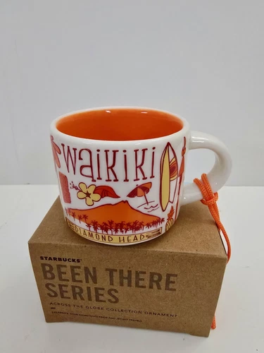Starbucks WAIKIKI Hawaii Ornament Mug 2oz Been There Series Mini Orange NEW RARE