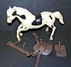 Vintage Hard Plastic Horse w Saddle & Accessories - Marx? Hartland? & Free Ship