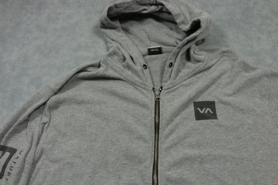 RVCA Hoodie Mens 2XL Gray Full Zip The Balance of Opposites Graphic Sleeve Print - Image 4 of 4