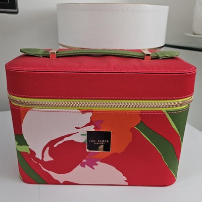 Ted Baker Rot Himbeere & Orangenblüte Kosmetikkoffer Aufbewahrungsbox *Neu - LEER*