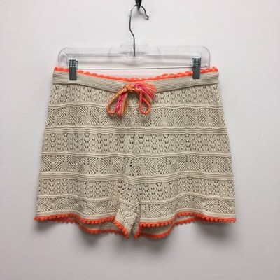 Lisa Todd Womens Beige Crochet Knit Drawstring Beach Please Pull On Shorts S