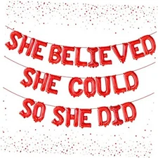 KatchOn She Believed She Could So She Did Balloons - 16 Inch | Congrats Red