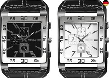 JewelryWe Herrenuhr Analog Quarz Armbanduhr Herren Klassische Retro Rechteckig