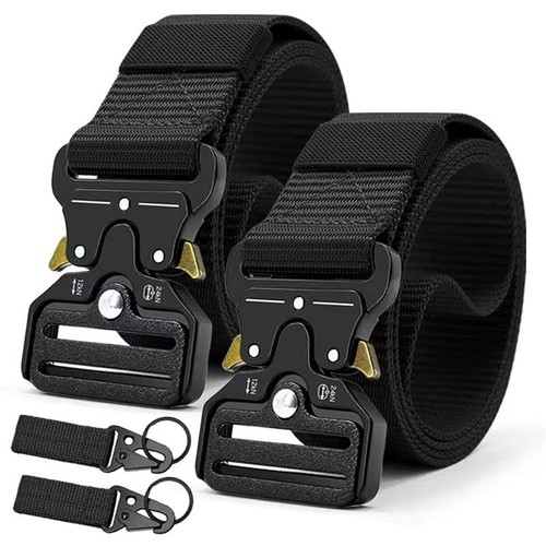 Tactical Belt for Men, 2 Pack Military Nylon Web with Heavy Duty Quick Releas...
