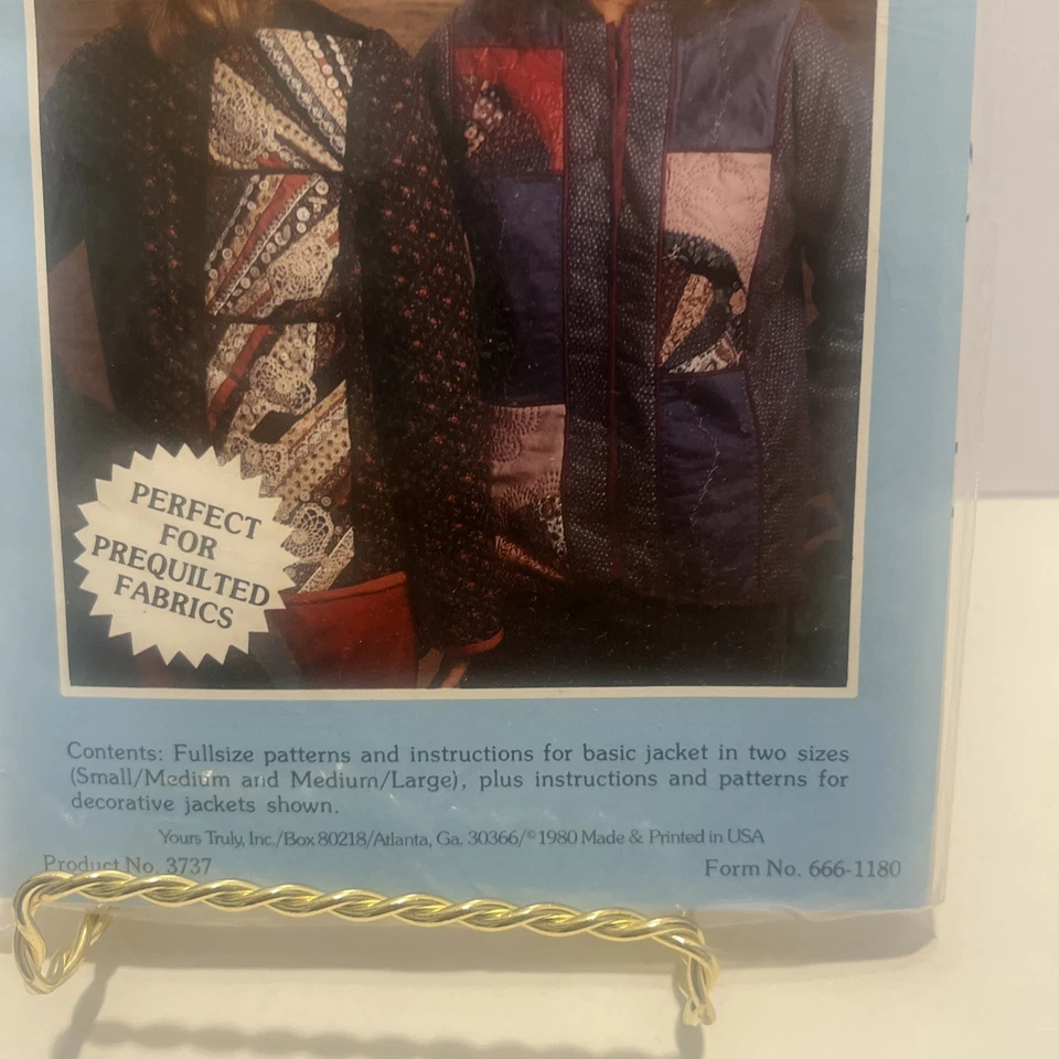 NEW 1980 Yours Truly 2 Sizes Patchwork Pattern "Patchwork Jacket" #3737 USA Made - Image 4 of 4