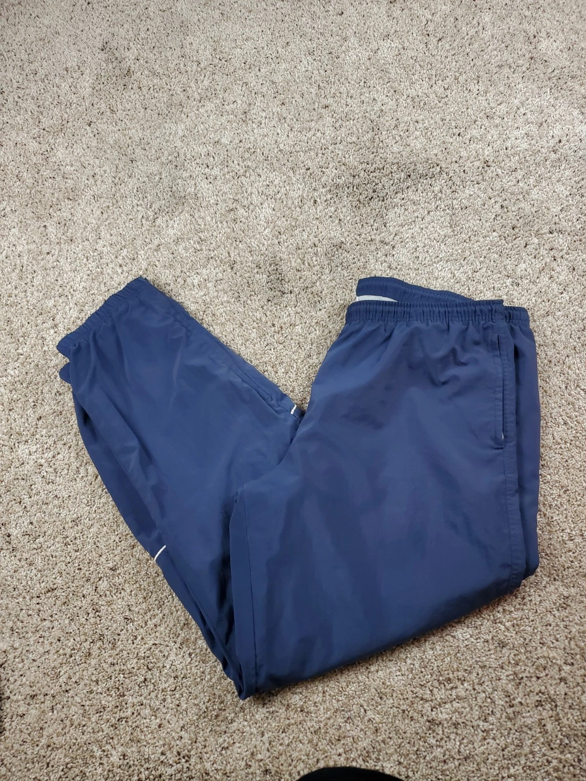 Vintage Nike Track Pants XL Mens Blue Tapered Leg Baggy Zip Ankles 90s