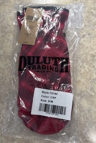 Women's Duluth Trading Company Flannel Mitttens Small/Medium Black/Red Sealed