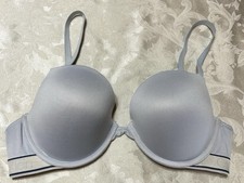 CALVIN KLEIN QP29020 Plunge Push-Up Logo Band Multi-Way Underwire 38B Blue Bra