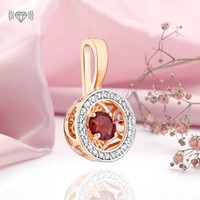 Rotgold 585/14Kt Gold AnhäNger Mit Tanzendem Granate Und Cz Neu