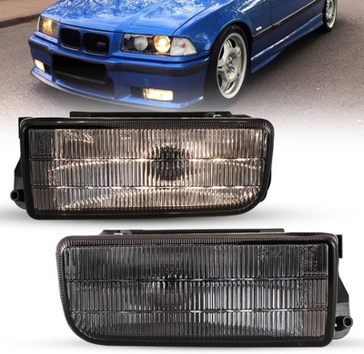 Fog Lights for 92-99 BMW E36 M3 3 Series Replace Factory Lamp Smoke Glass Lens