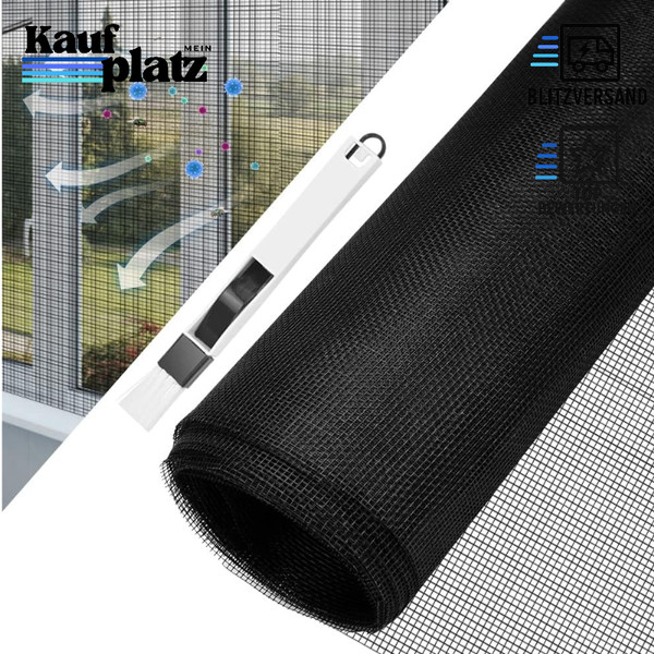 Fliegengitter Meterware Fiberglas 120X250Cm Insektenschutz Schwarz FüR Fenster-image