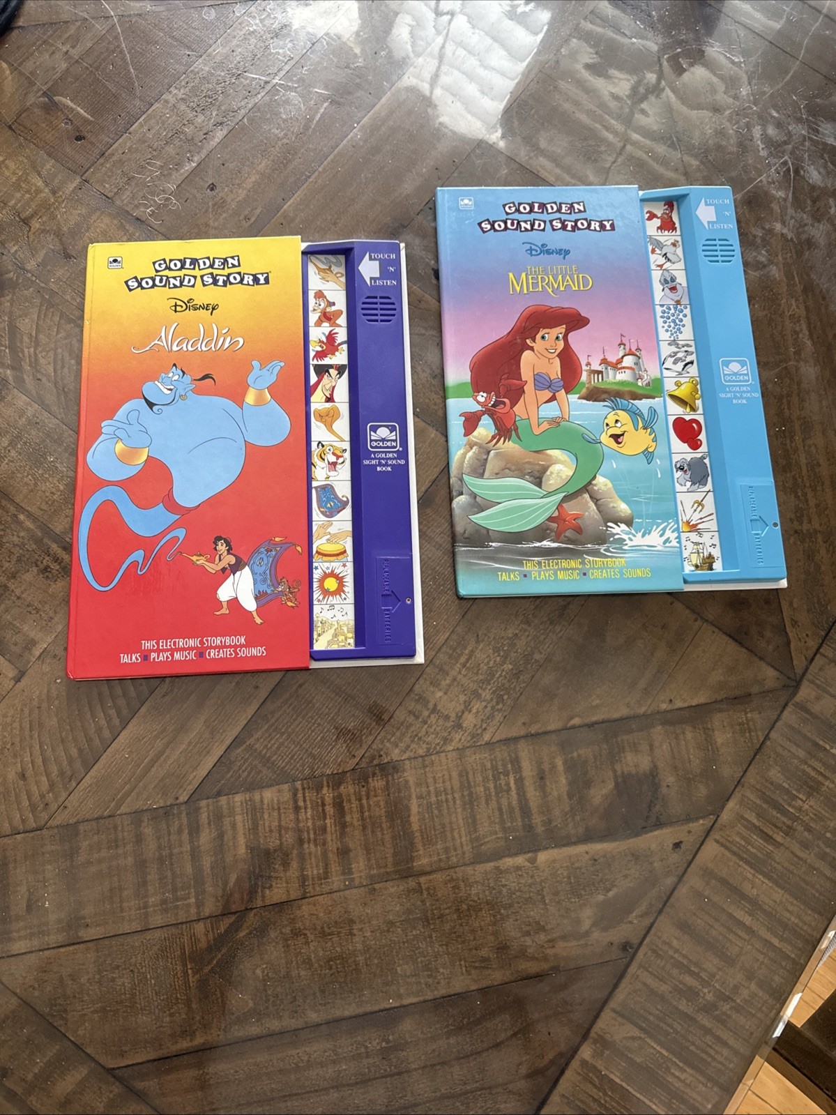 Lot Of 2 Golden Sound Story Books Aladdin Little Mermaid Disney