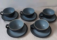 Denby Blue Jetty Cup and Saucer Mug x5 Lot Set