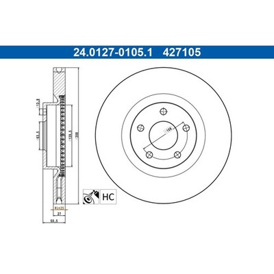 Bremsscheibe ATE 24.0127-0105.1, 1 Stück