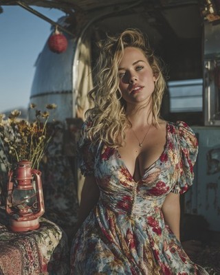 Boho Sheek Hippie Chick Model Print 8x10 Bohemian Muse - 260316160