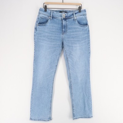 Hudson Jeans Womens 10 Blue Straight Leg Flap Pocket Double Button Stretch