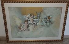 90's - ROMILDO AMBROSI - OLIO SU BRISTOL - SIMPOSIO DI ANGELI - 100X70 CM